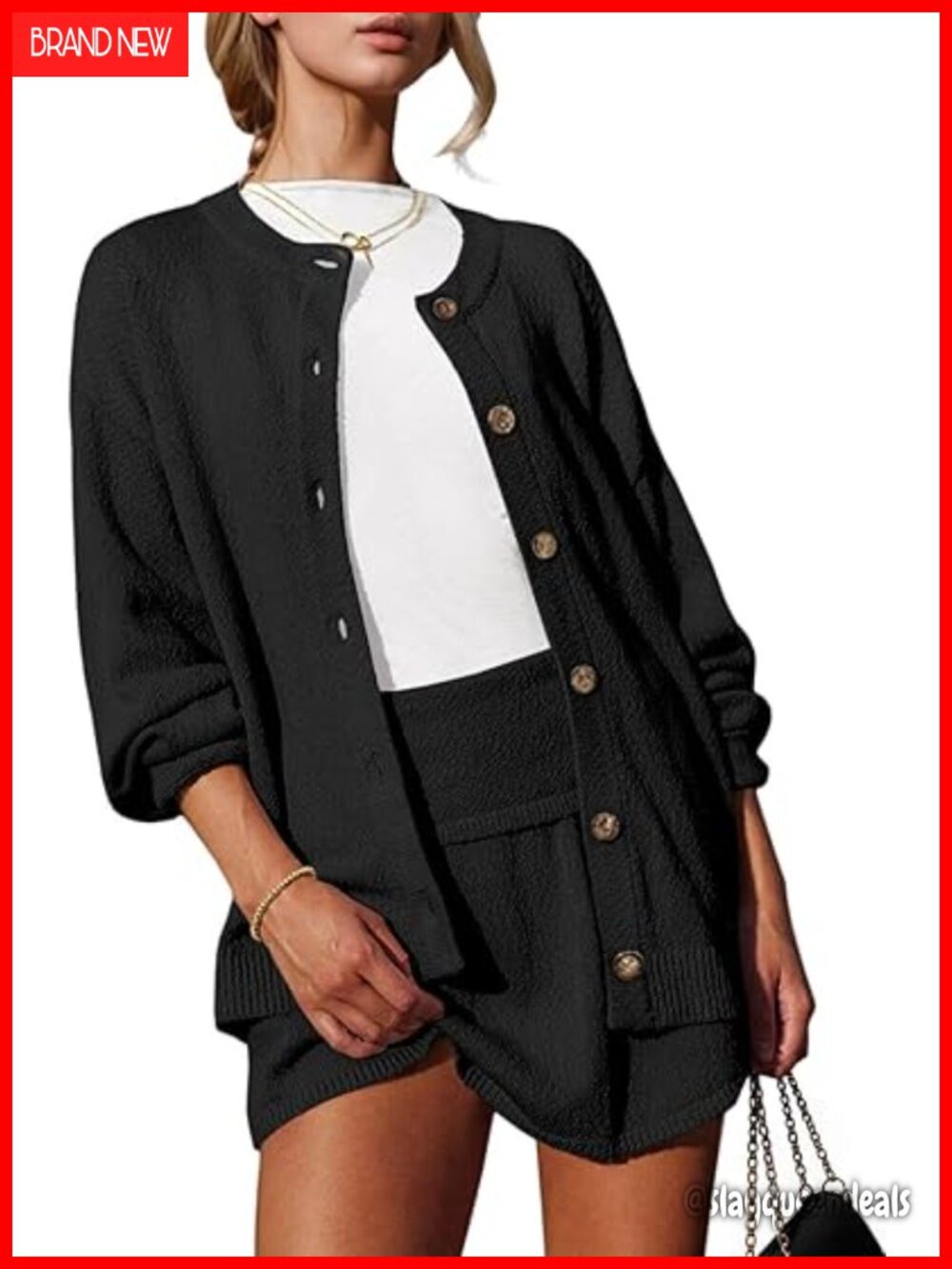 2 Piece Knit Lounge Set - Cardigan & Mini Skirt